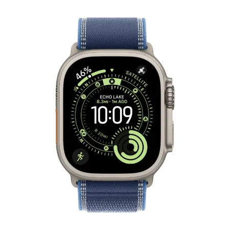 Apple Watch Series Ultra 3 49mm Natural Titanium Case with Blue/Bright Blue Trail Loop S/M